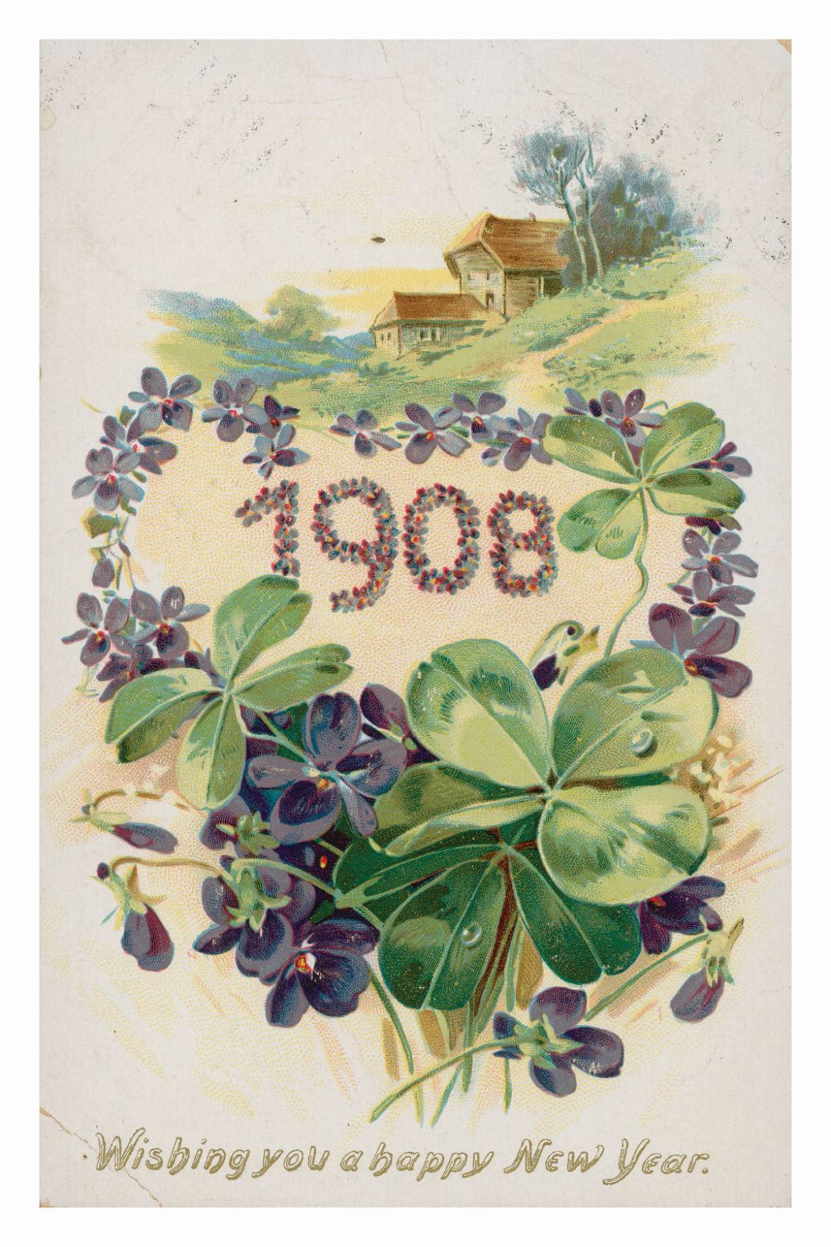 "Wishing you a happy New Year" - 1908